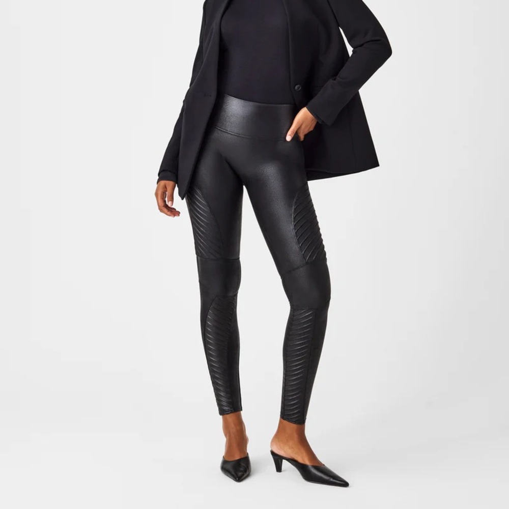 SPANX Faux Leather Moto Leggings Medium